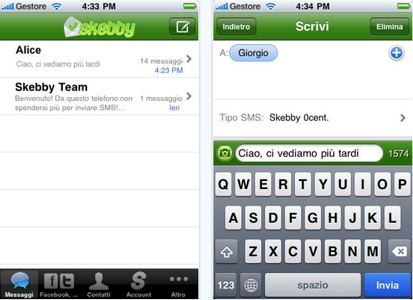 Skebby SMS Gratis, nuovamente su App Store + aggiornamento 2.4.2